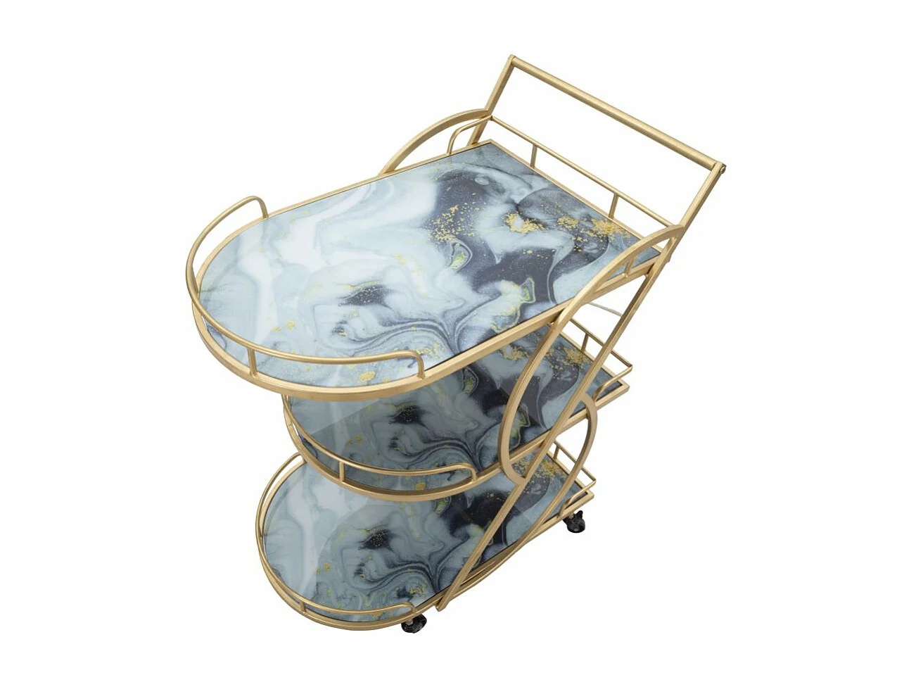 Desserte 3 Niveaux Effet Marbre "Grace" 84cm Multicolore