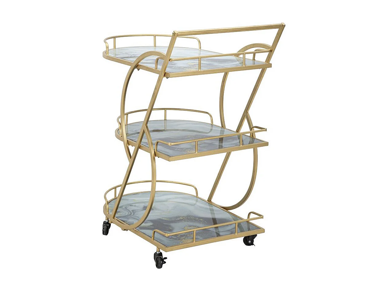 Desserte 3 Niveaux Effet Marbre "Grace" 84cm Multicolore