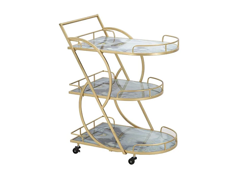 Desserte 3 Niveaux Effet Marbre "Grace" 84cm Multicolore