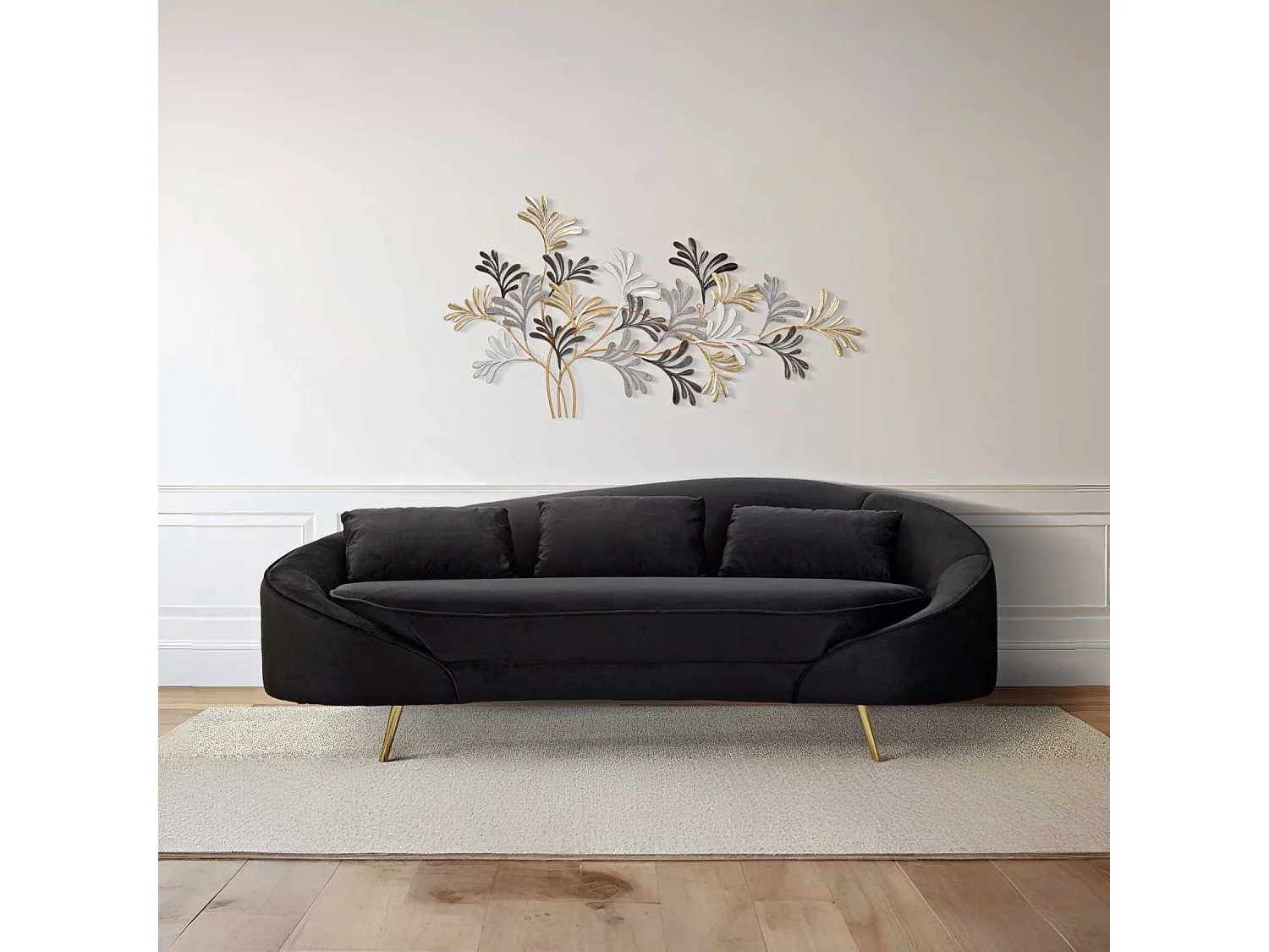 Divano 3 Posti Oslo Concuscini  Nero Cm 185X84X68