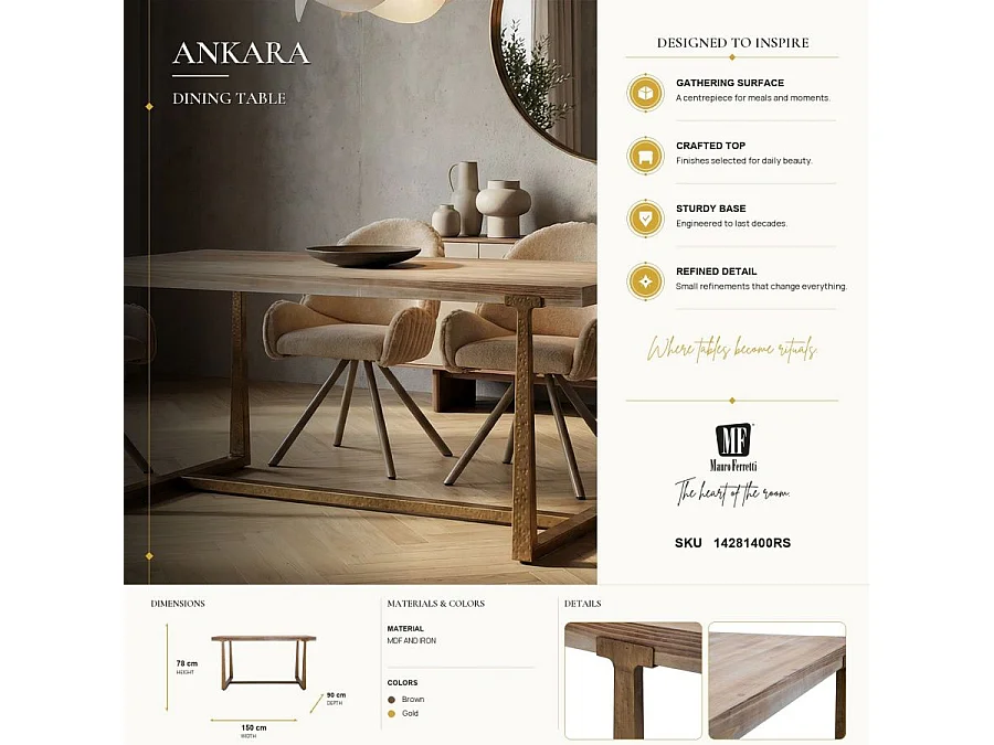 Mesa Ankara cm 150x90x78