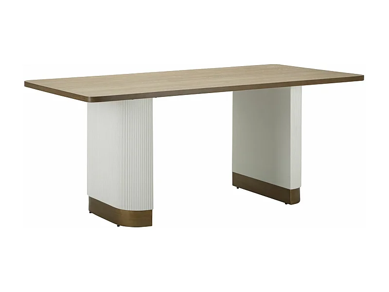 Table à Manger en Bois "Tolosa" 180cm Blanc & Naturel
