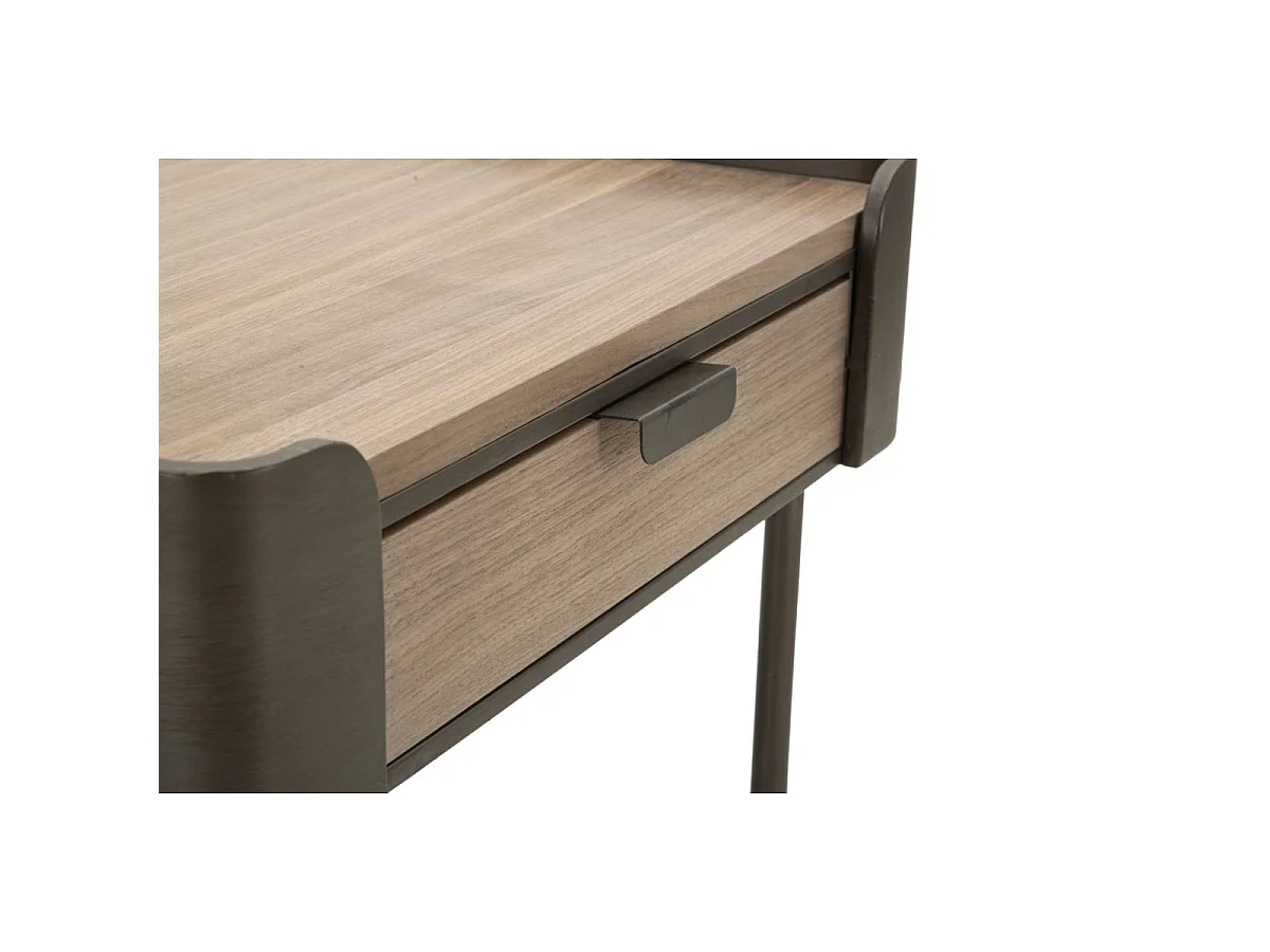 Toronto salontafel 60x60x41 cm van vurenhout en ijzer, grijs en bruin van kleur, met 2 lades - Moderne, functionele stijl