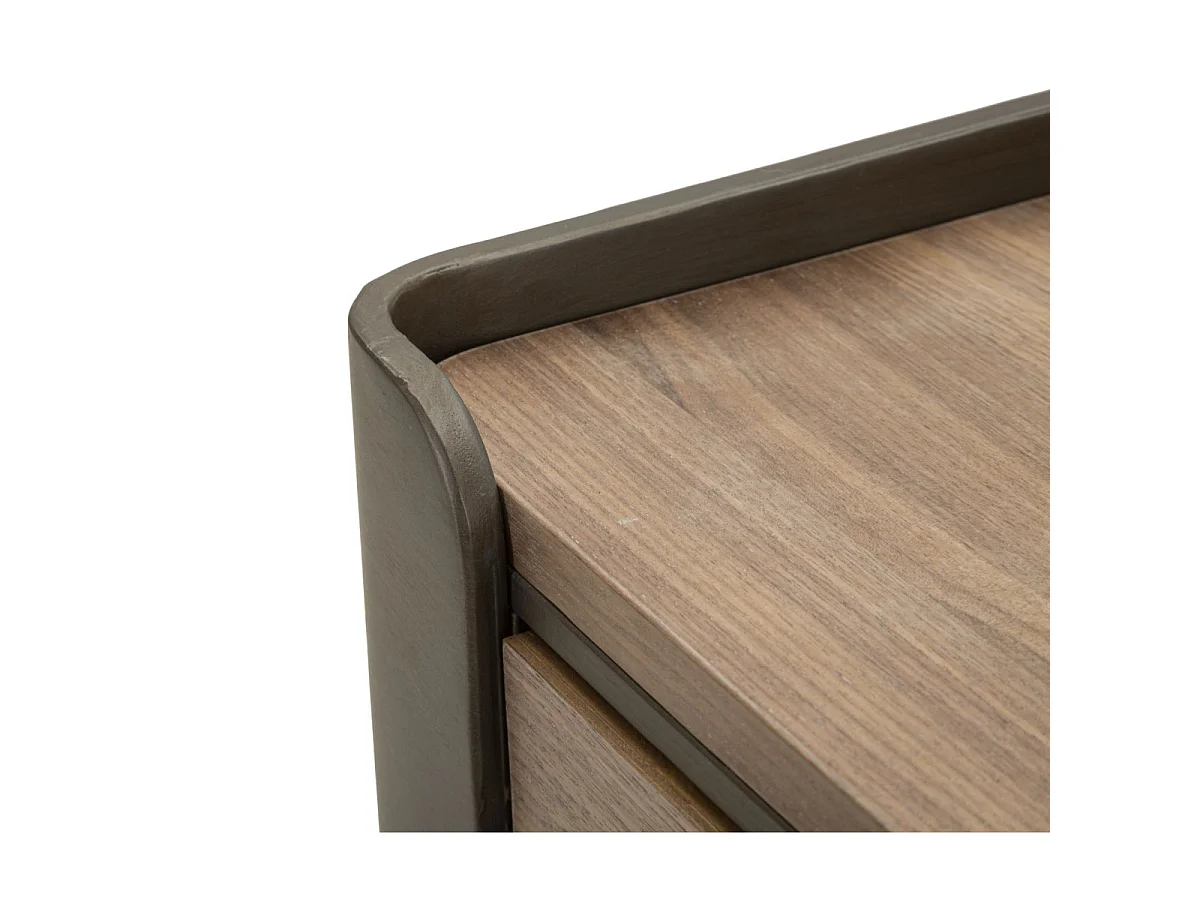 Toronto salontafel 60x60x41 cm van vurenhout en ijzer, grijs en bruin van kleur, met 2 lades - Moderne, functionele stijl