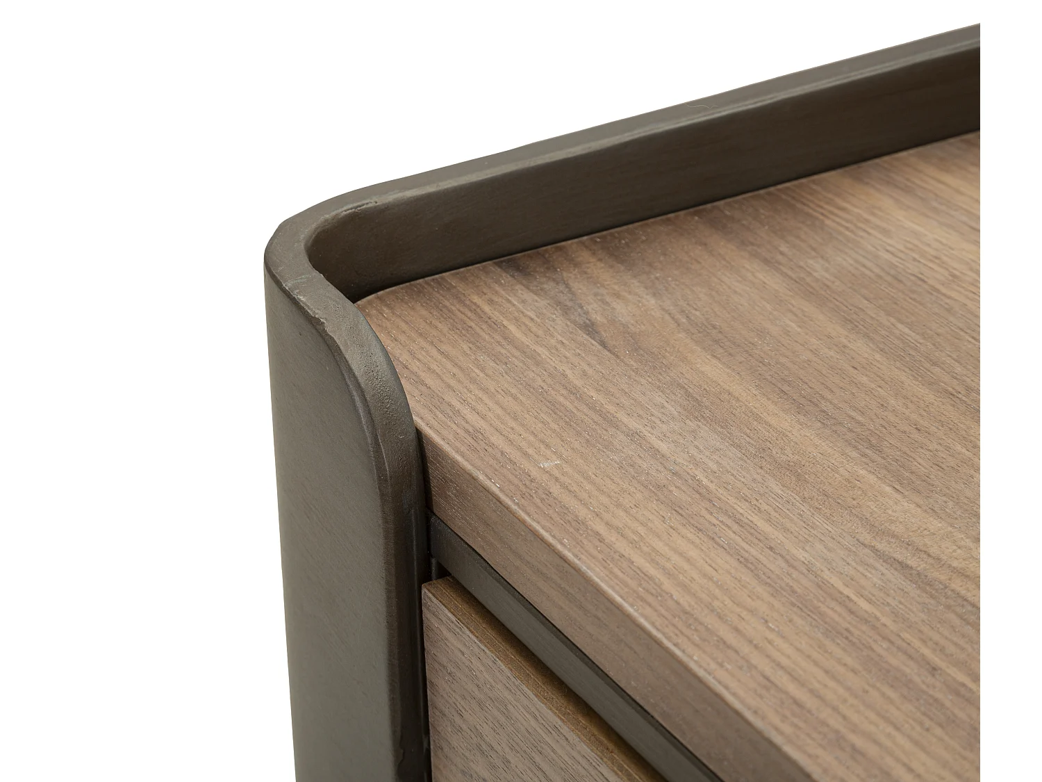 Toronto salontafel 60x60x41 cm van vurenhout en ijzer, grijs en bruin van kleur, met 2 lades - Moderne, functionele stijl