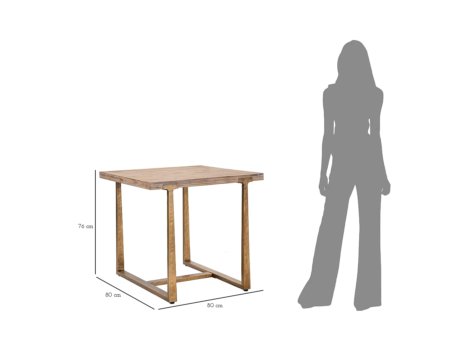Table à Manger Carrée Effet Bois "Ankara" 80cm Naturel