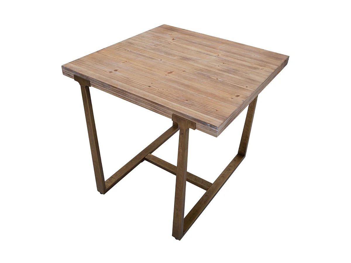 Table à Manger Carrée Effet Bois "Ankara" 80cm Naturel