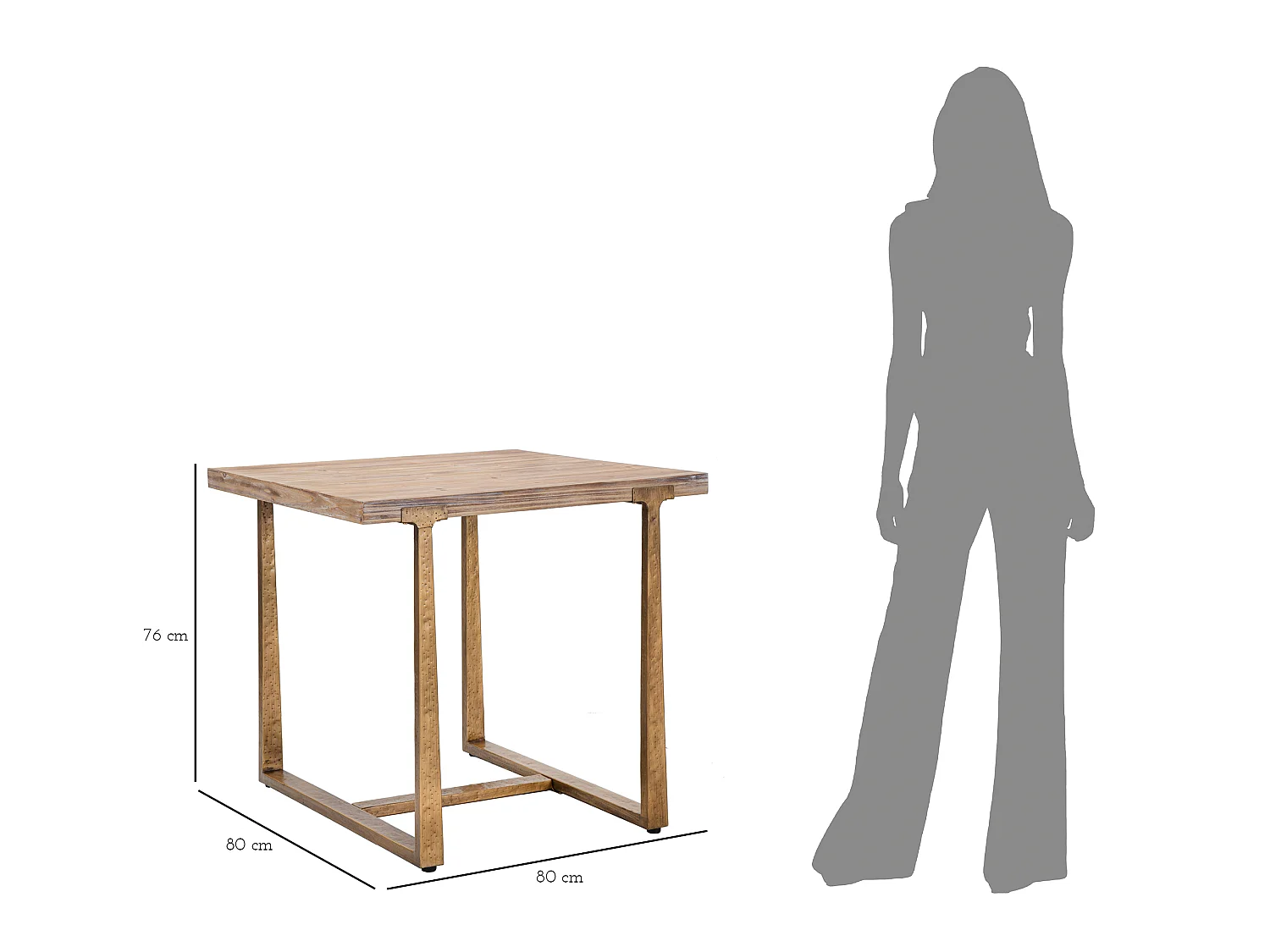 Table à Manger Carrée Effet Bois "Ankara" 80cm Naturel