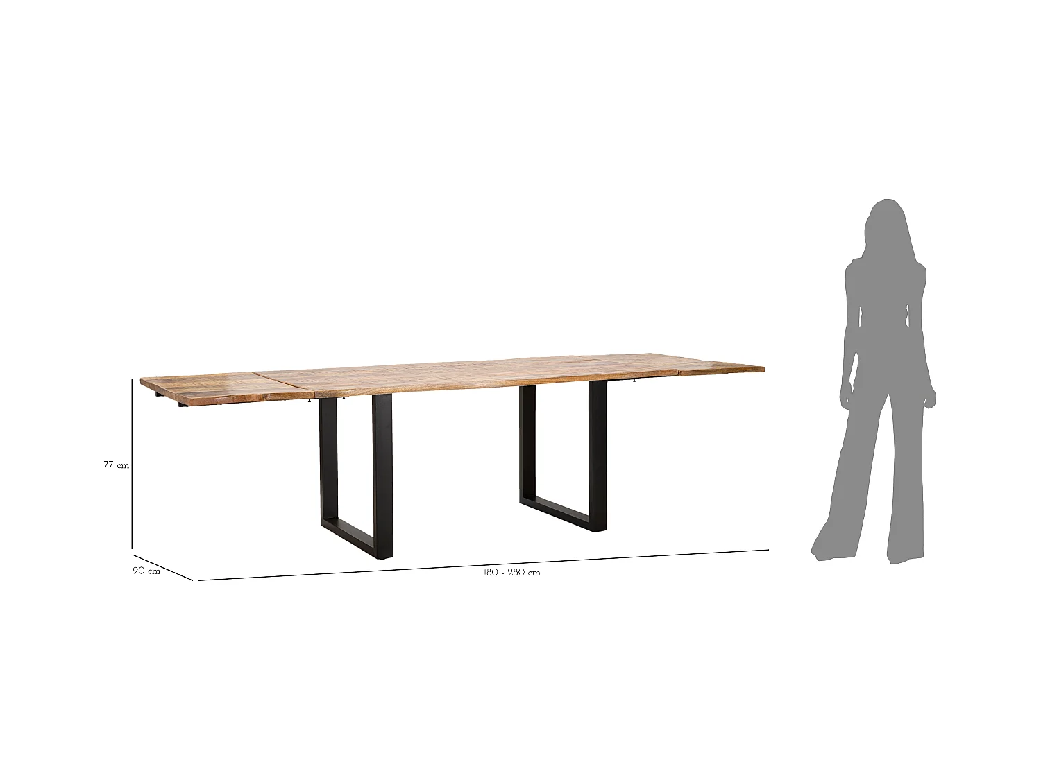 Table à Manger Extensible en Bois "Mango" 180-280cm Naturel
