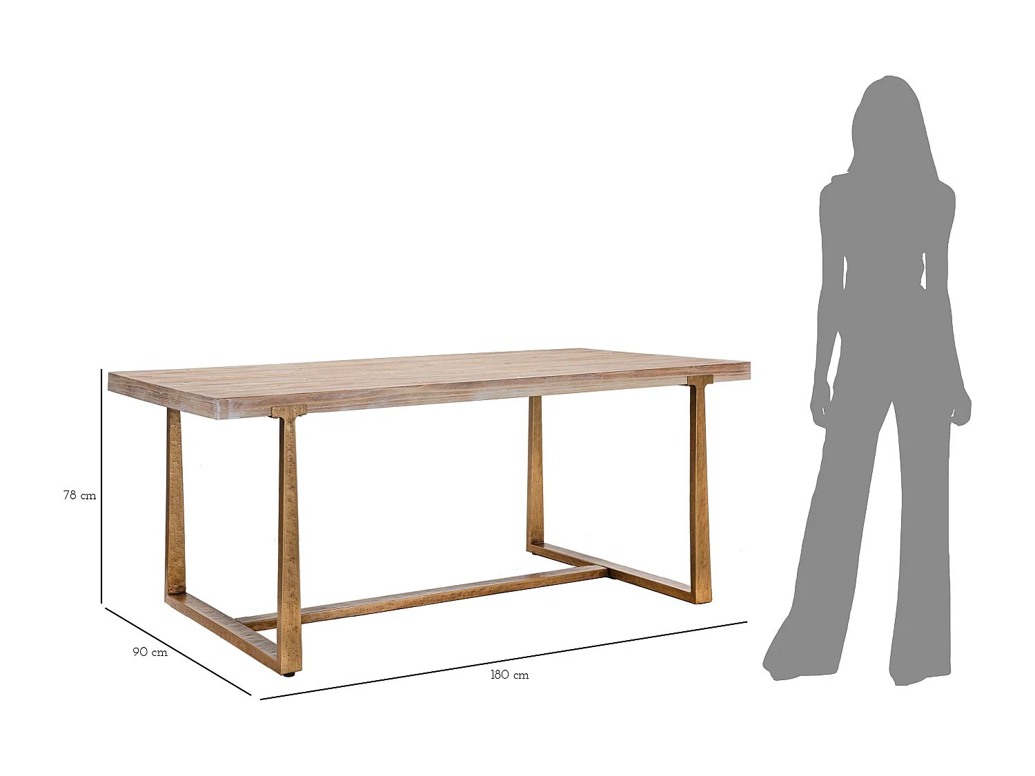 Table à Manger Effet Bois "Ankara" 180cm Naturel