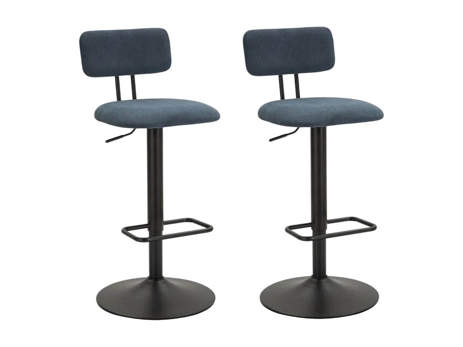 Lot de 2 Chaises de Bar Réglable "Destiny" 85-106cm Noir & Bleu