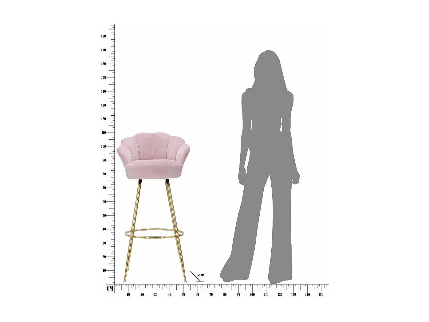 Sgabello Bar Vienna Rosa Cm 55X53X110