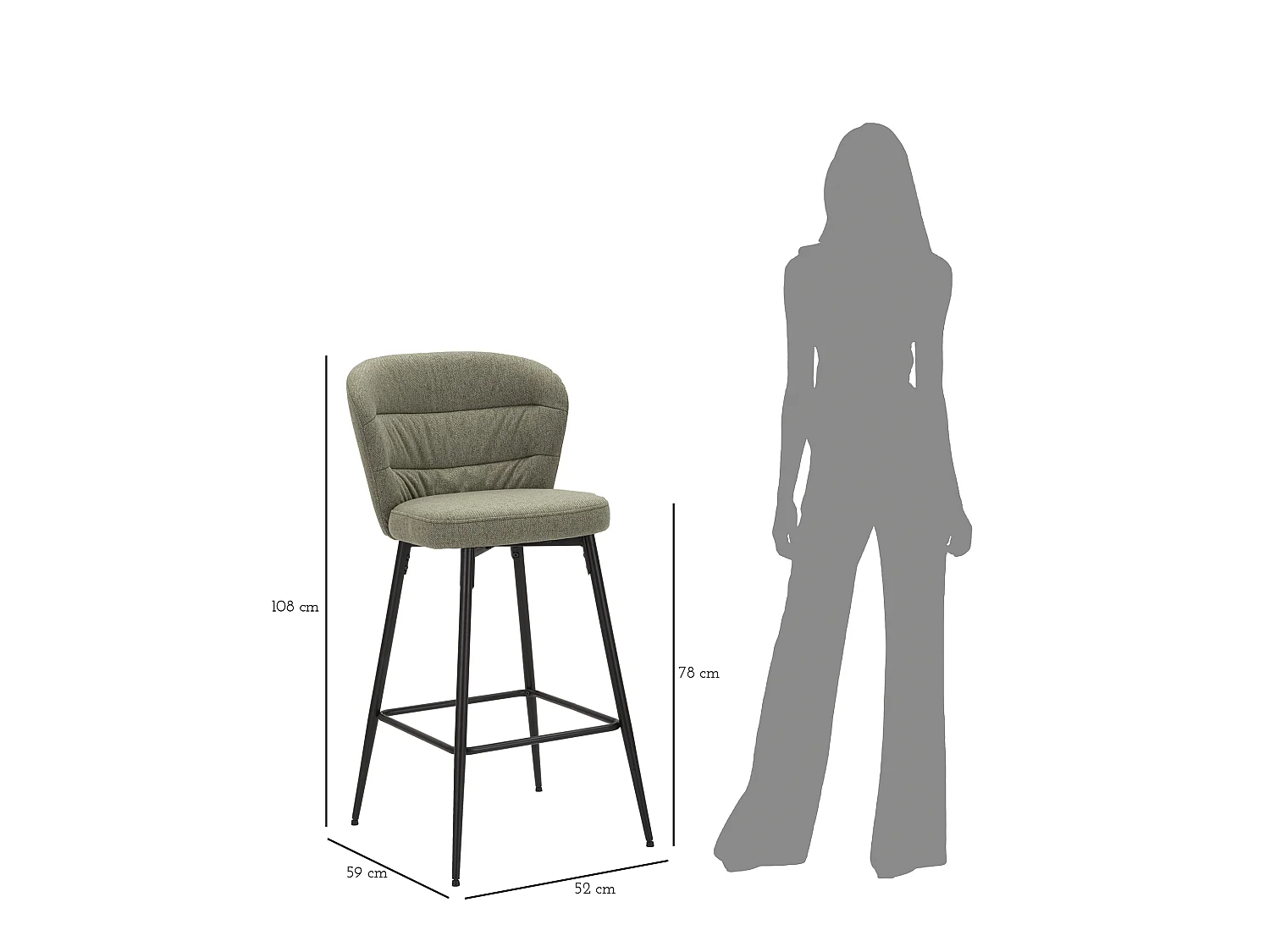 Lot de 2 Chaises de Bar "Losanna" 108cm Vert