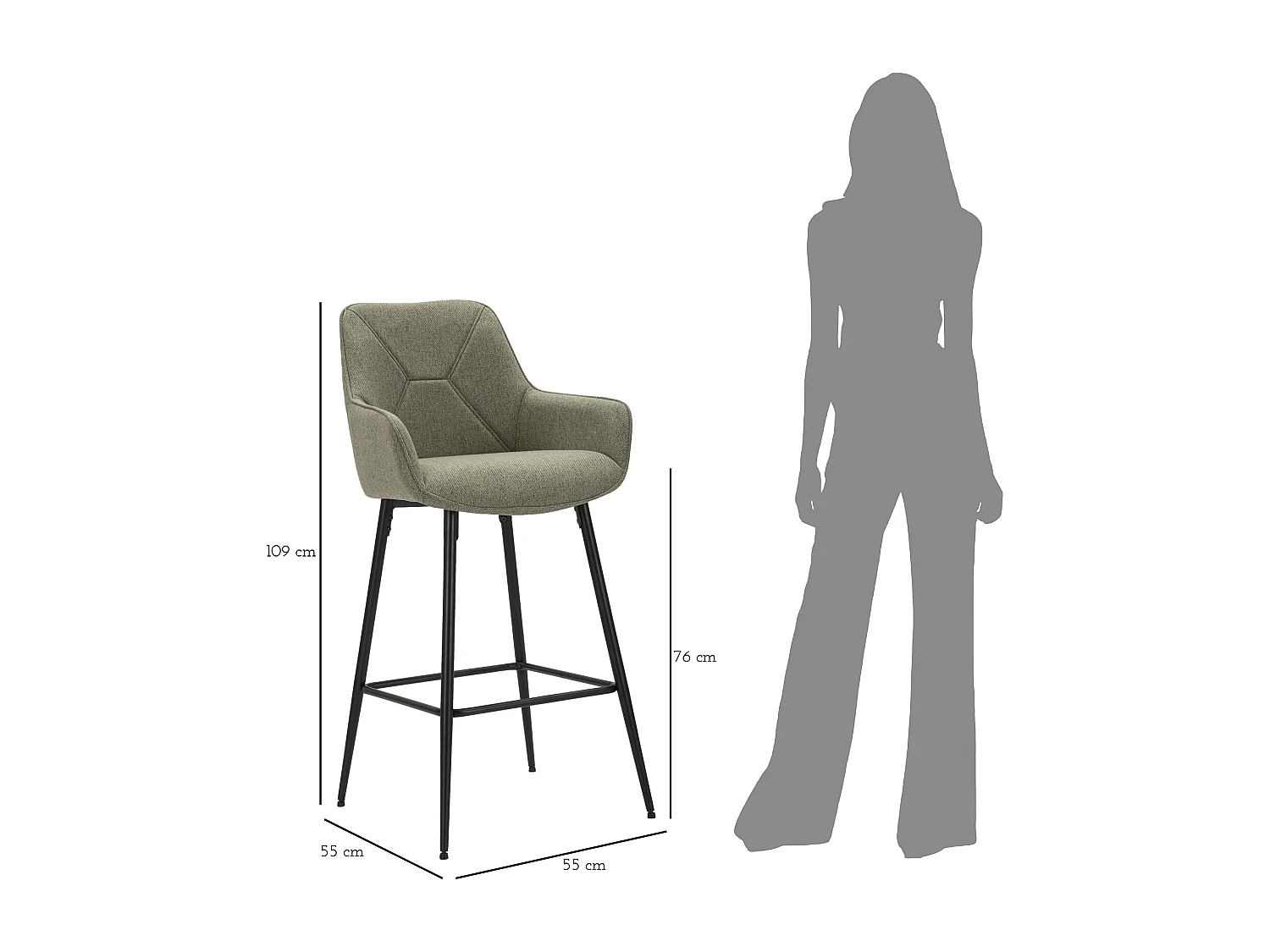 GRIJZE BARKRUK SET 2 STUKS CM 55X55X109