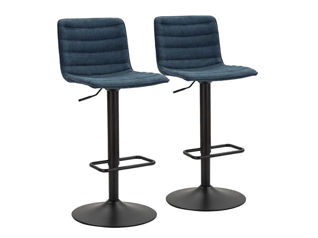 Lot de 2 Chaises de Bar Réglables "Destiny" 85-107cm Noir & Bleu