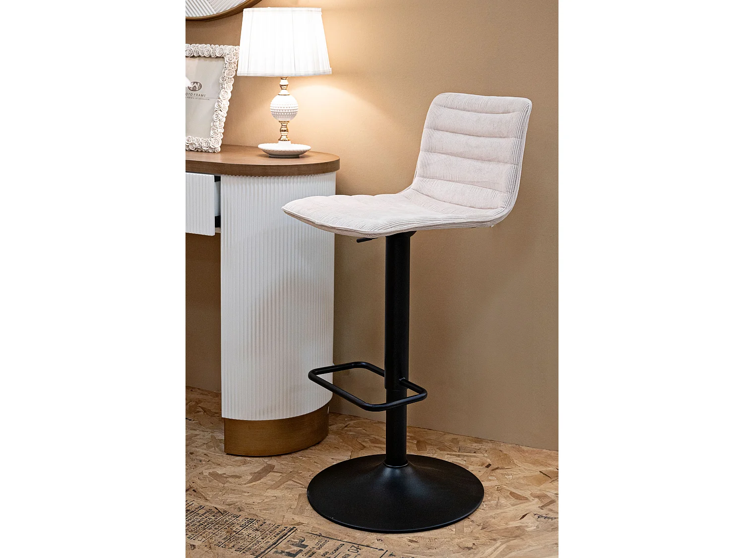 Lot de 2 Tabourets de Bar Réglable "Destiny" 85,5-107cm Noir & Blanc