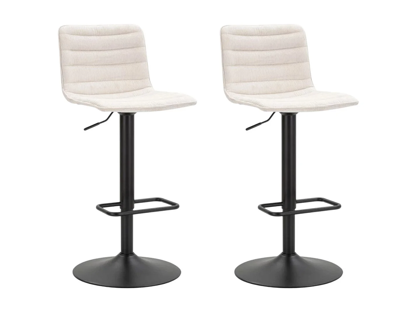 Lot de 2 Tabourets de Bar Réglable "Destiny" 85,5-107cm Noir & Blanc