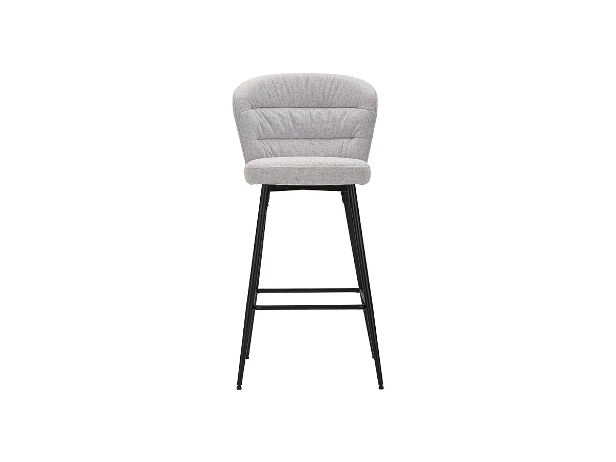Set van 2 LOSANNA barkrukken, grijs, 52x59x108 cm - Stoffen krukken met zwarte metalen poten - Glamoureus design uit de jaren 70
