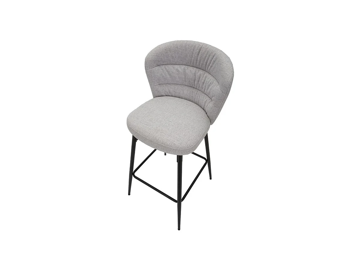 Set van 2 LOSANNA barkrukken, grijs, 52x59x108 cm - Stoffen krukken met zwarte metalen poten - Glamoureus design uit de jaren 70