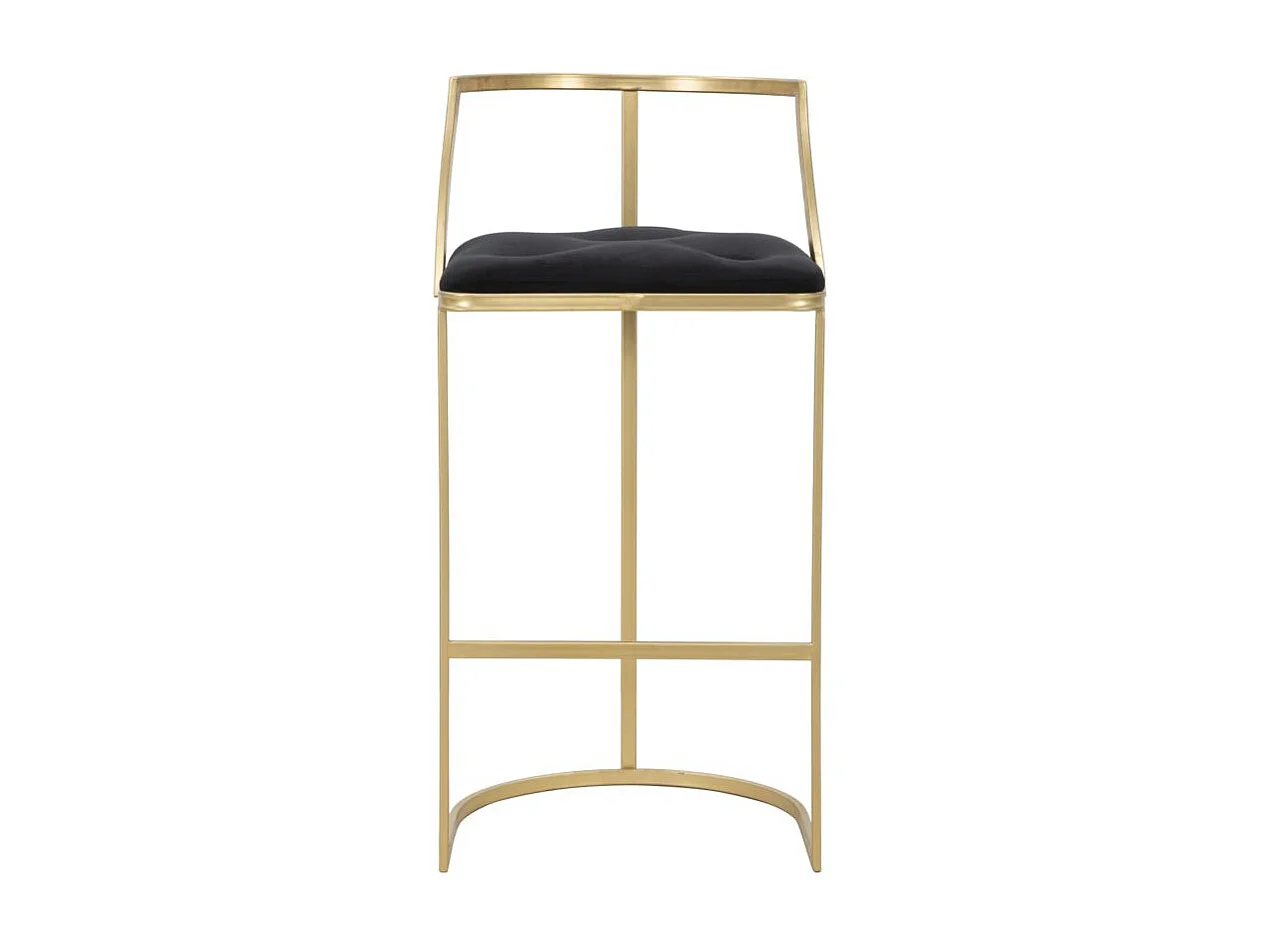 Tabouret de Bar en Velours "Istanbul" 90cm Noir & Or