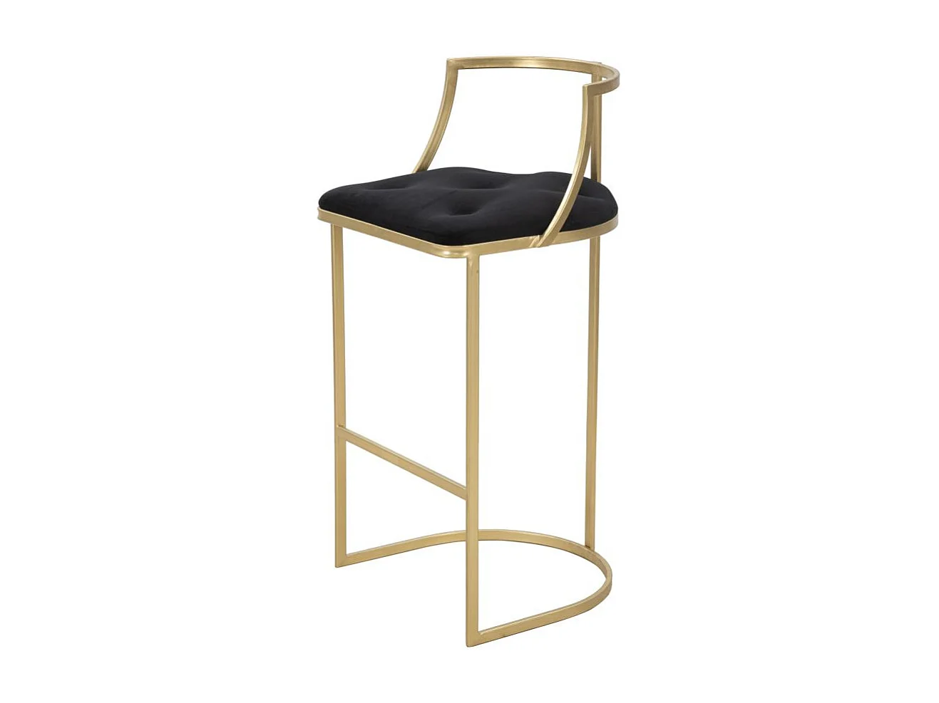 Tabouret de Bar en Velours "Istanbul" 90cm Noir & Or
