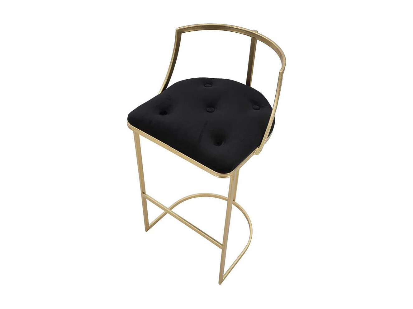 Tabouret de Bar en Velours "Istanbul" 90cm Noir & Or