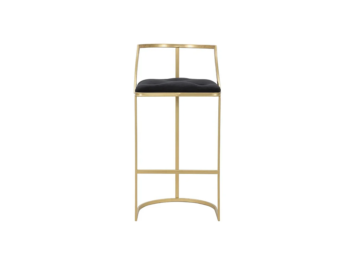 Tabouret de Bar en Velours "Istanbul" 90cm Noir & Or