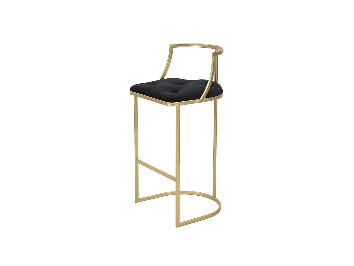 Tabouret de Bar en Velours "Istanbul" 90cm Noir & Or
