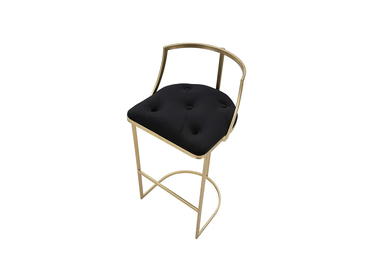 Tabouret de Bar en Velours "Istanbul" 90cm Noir & Or