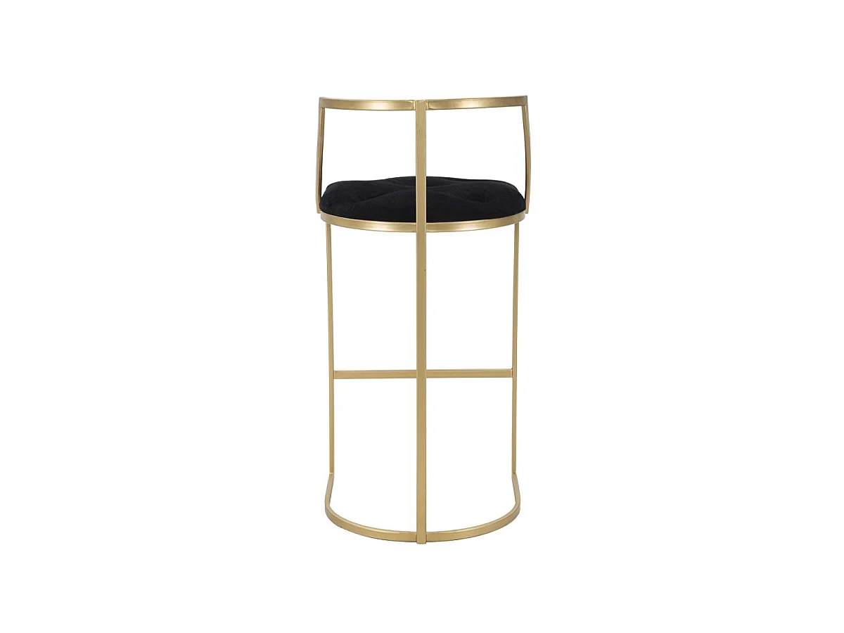 Tabouret de Bar en Velours "Istanbul" 90cm Noir & Or