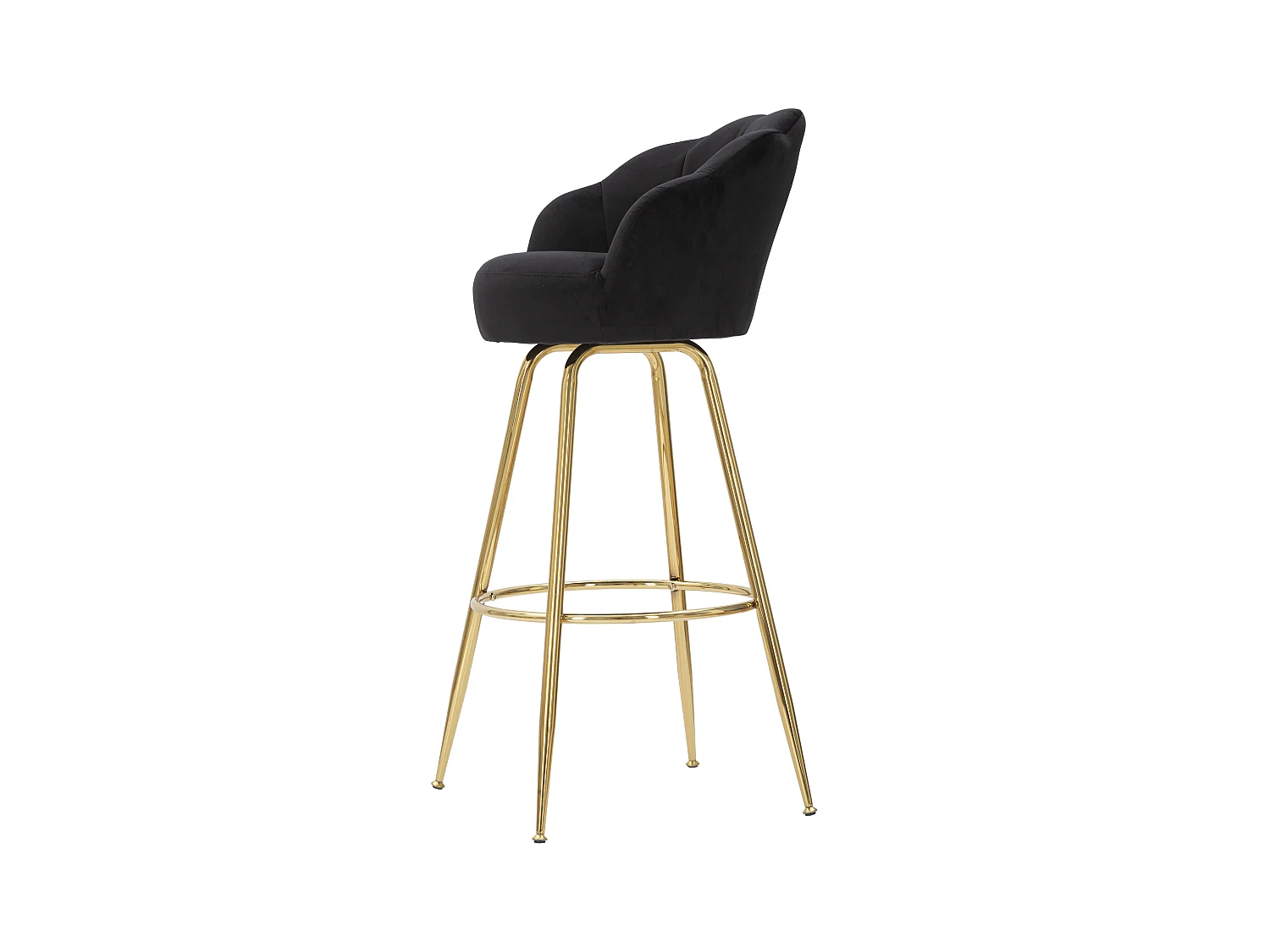 Tabouret de Bar Coquillage "Vienna" 110cm Noir & Or