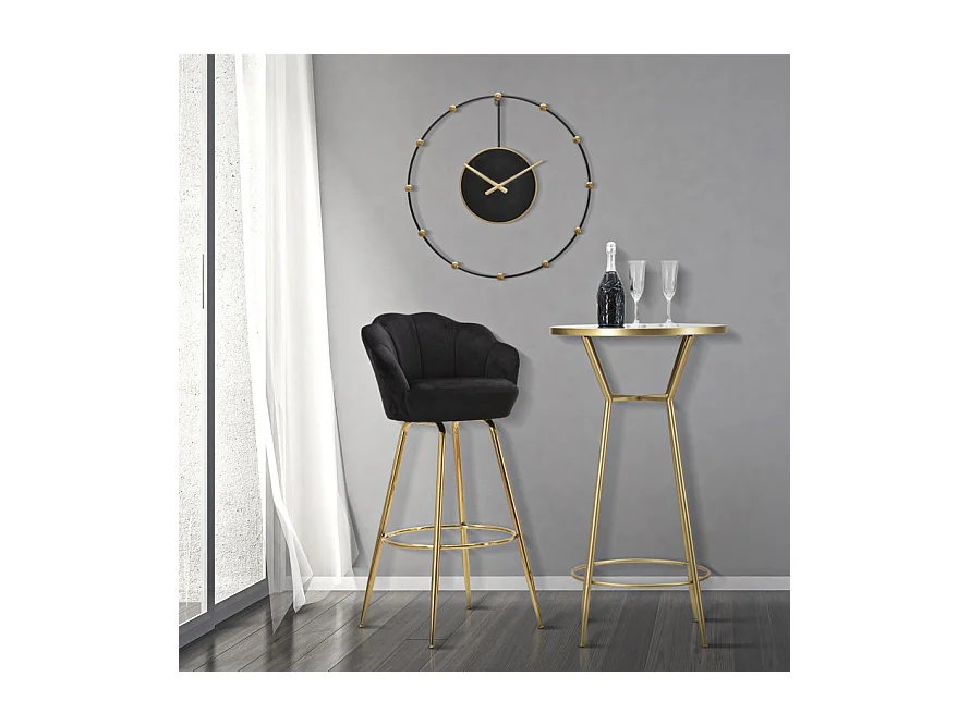 Tabouret de Bar Coquillage "Vienna" 110cm Noir & Or