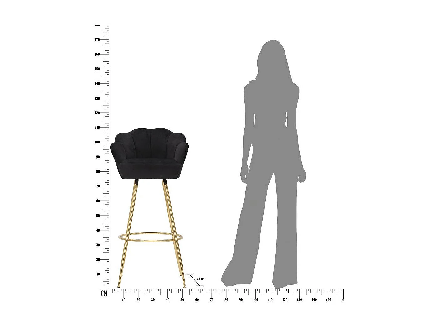 Taburete de bar Vienna negro 55 x 53 x 110 cm