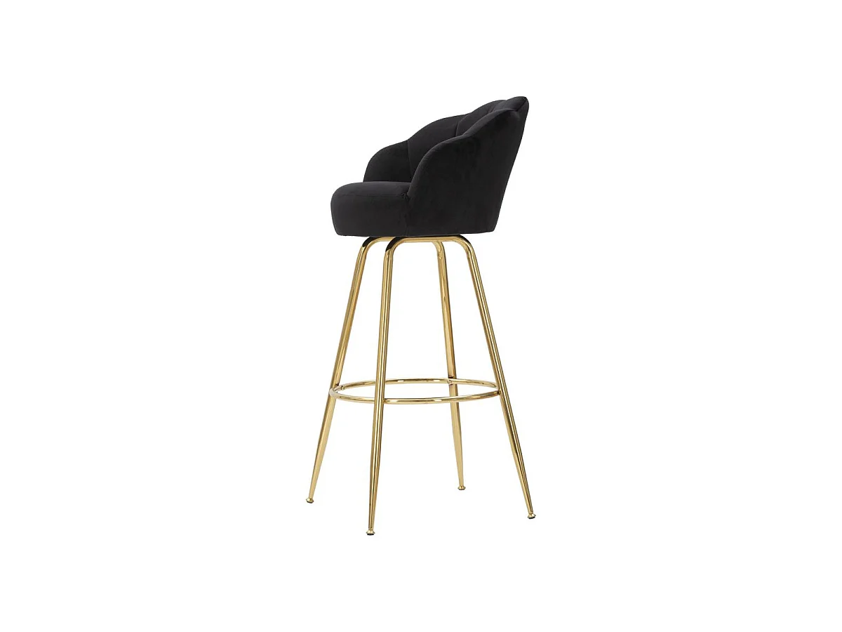 Tabouret de Bar Coquillage "Vienna" 110cm Noir & Or