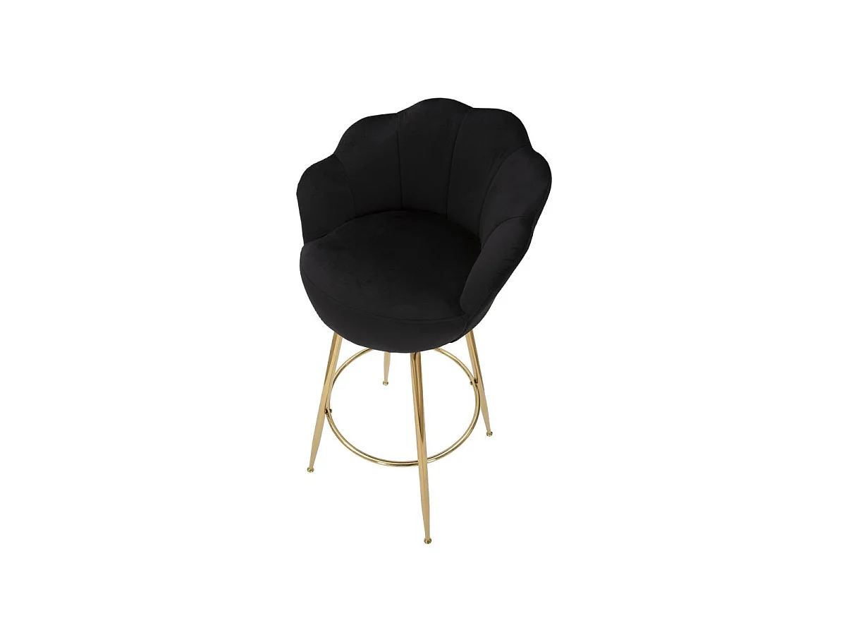 Tabouret de Bar Coquillage "Vienna" 110cm Noir & Or