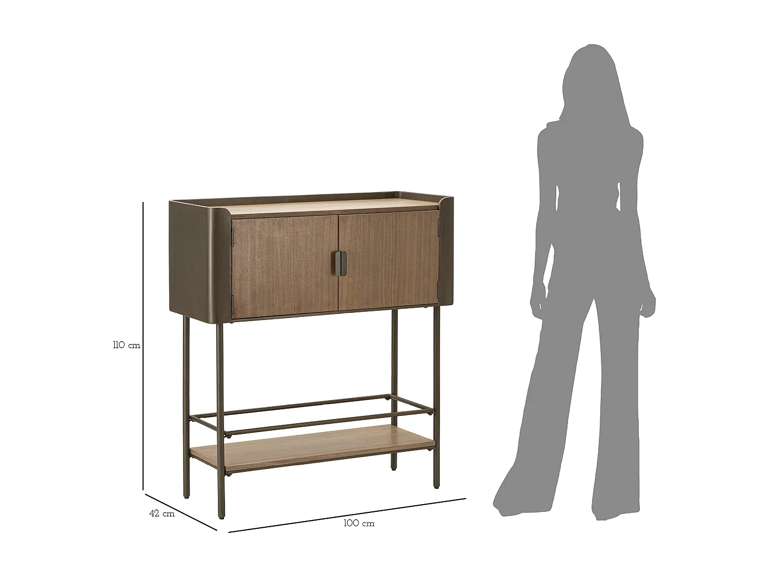 Console 2 Portes en Bois "Toronto" 110cm Naturel