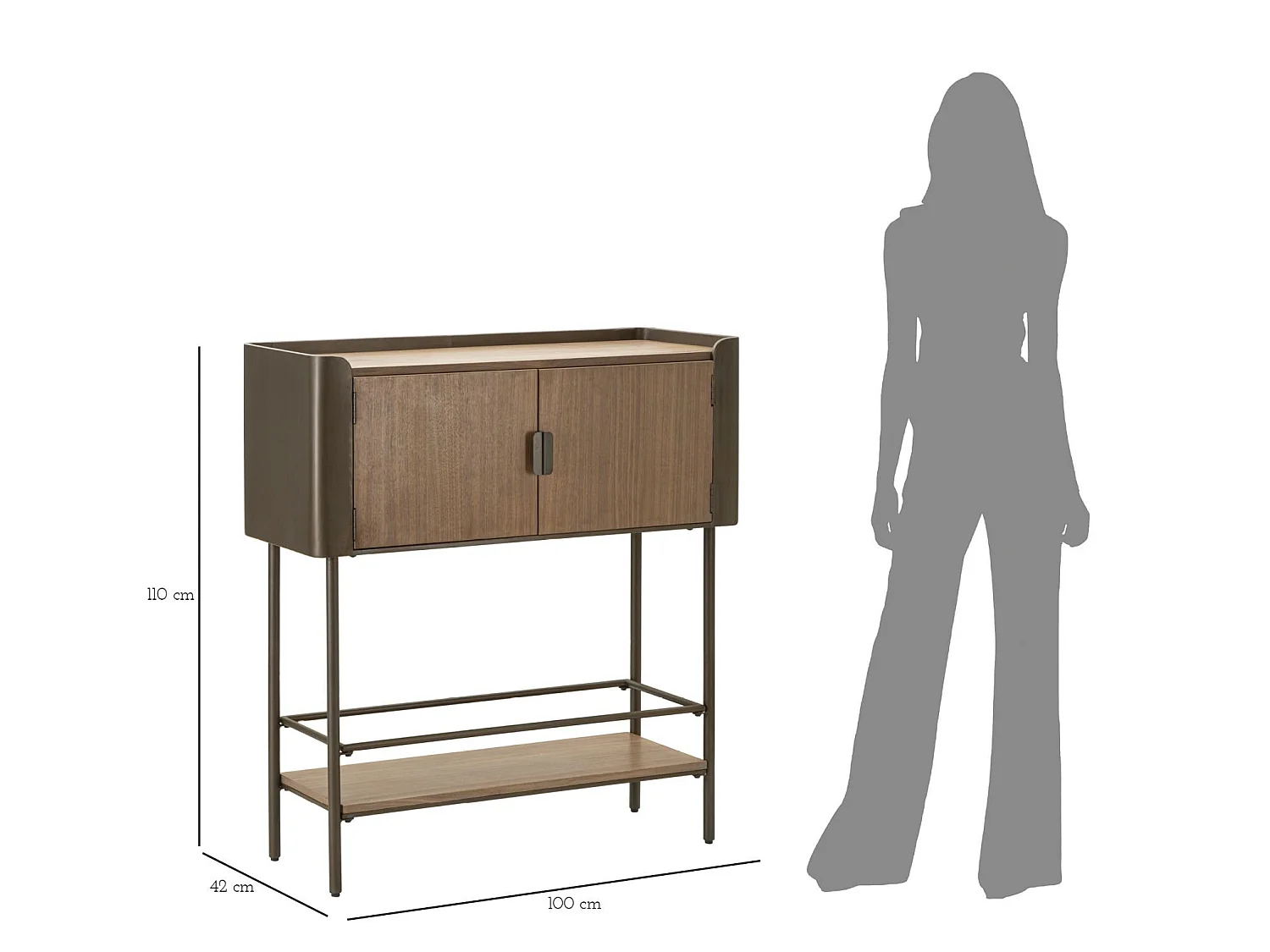 Console 2 Portes en Bois "Toronto" 110cm Naturel