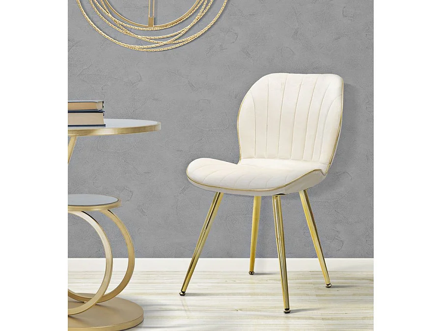 Paris Space Stuhl Creme/Gold Set 2 Stück cm 46X58X77