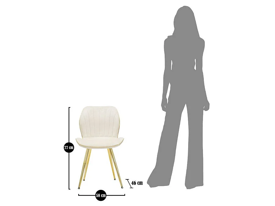 Paris Space Stuhl Creme/Gold Set 2 Stück cm 46X58X77