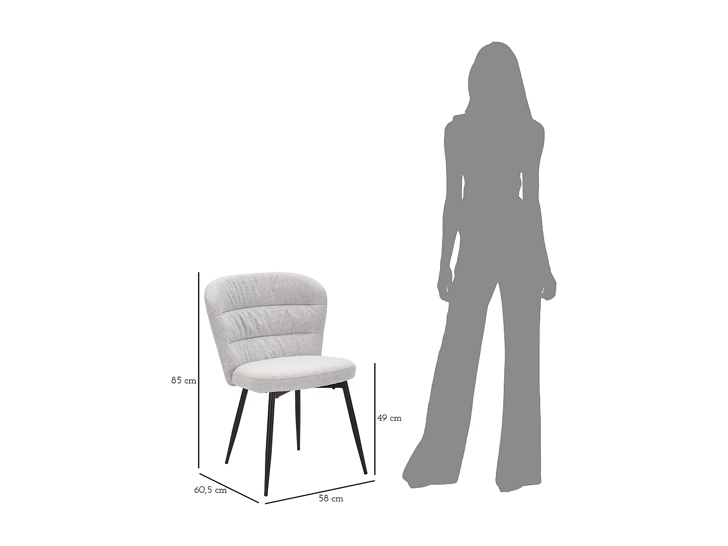 GRAUES LOSANNA-STUHL-SET 2 STÜCK CM 58X60,5X85