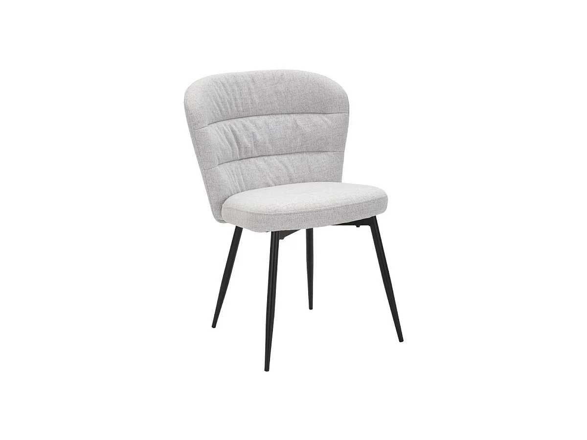 Conjunto de 2 cadeiras LOSANNA cinza, 58x60,5x85 cm - Cadeiras estofadas em tecido com pés de metal preto - Design glamoroso dos anos 70