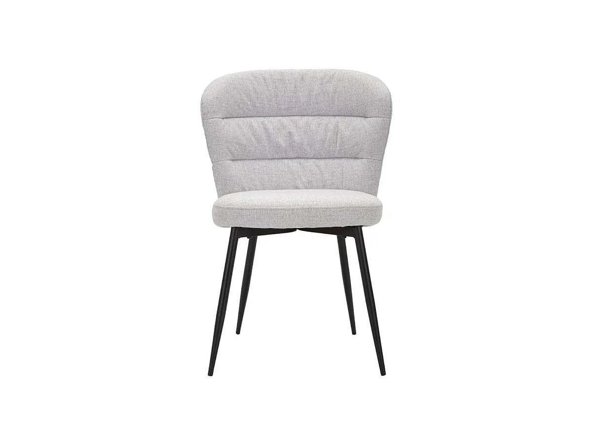Conjunto de 2 cadeiras LOSANNA cinza, 58x60,5x85 cm - Cadeiras estofadas em tecido com pés de metal preto - Design glamoroso dos anos 70
