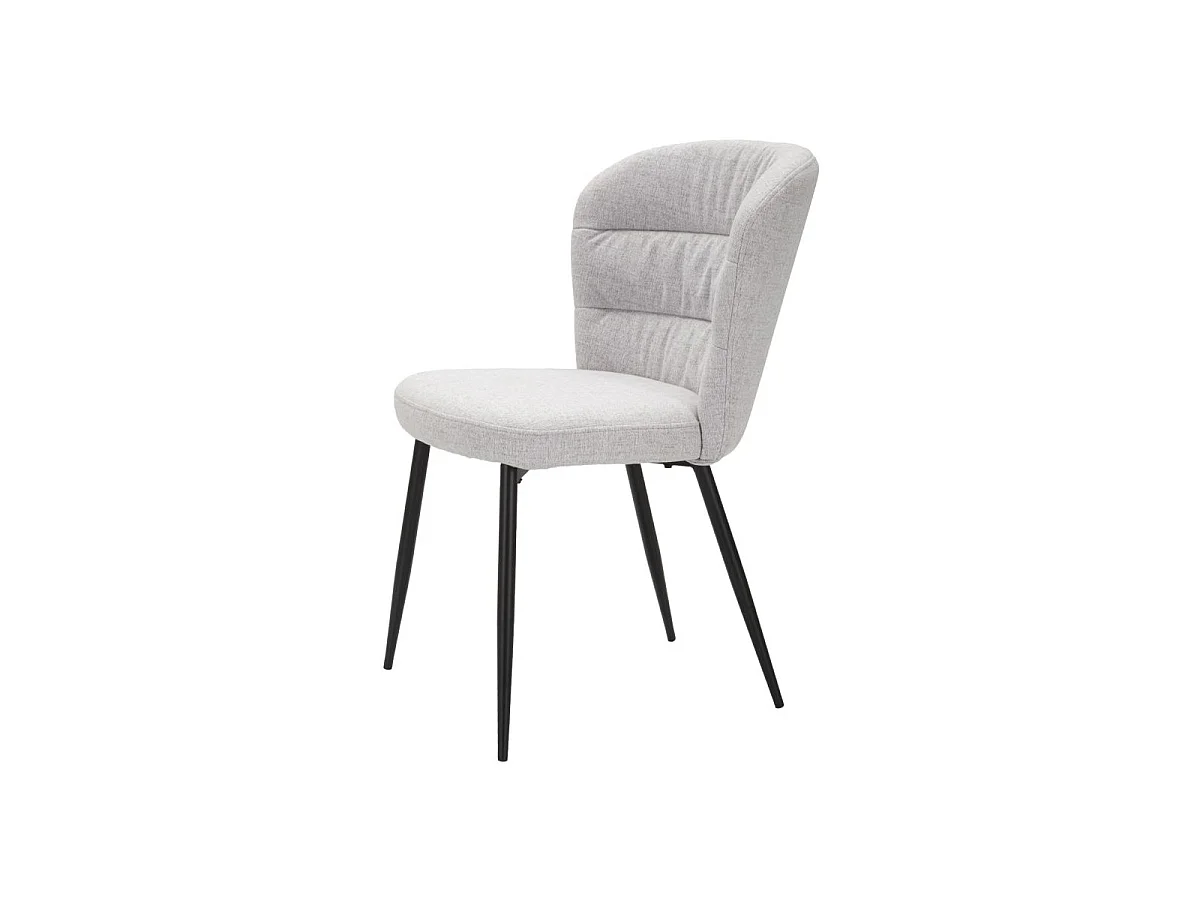 Conjunto de 2 cadeiras LOSANNA cinza, 58x60,5x85 cm - Cadeiras estofadas em tecido com pés de metal preto - Design glamoroso dos anos 70