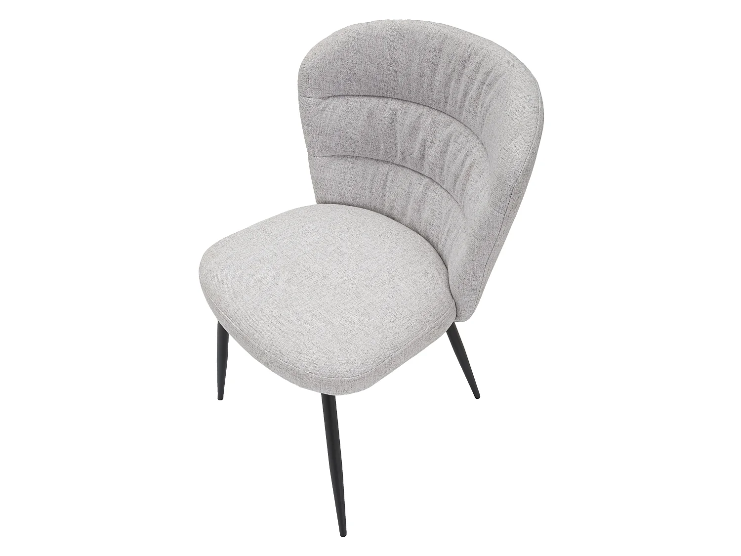 Conjunto de 2 cadeiras LOSANNA cinza, 58x60,5x85 cm - Cadeiras estofadas em tecido com pés de metal preto - Design glamoroso dos anos 70