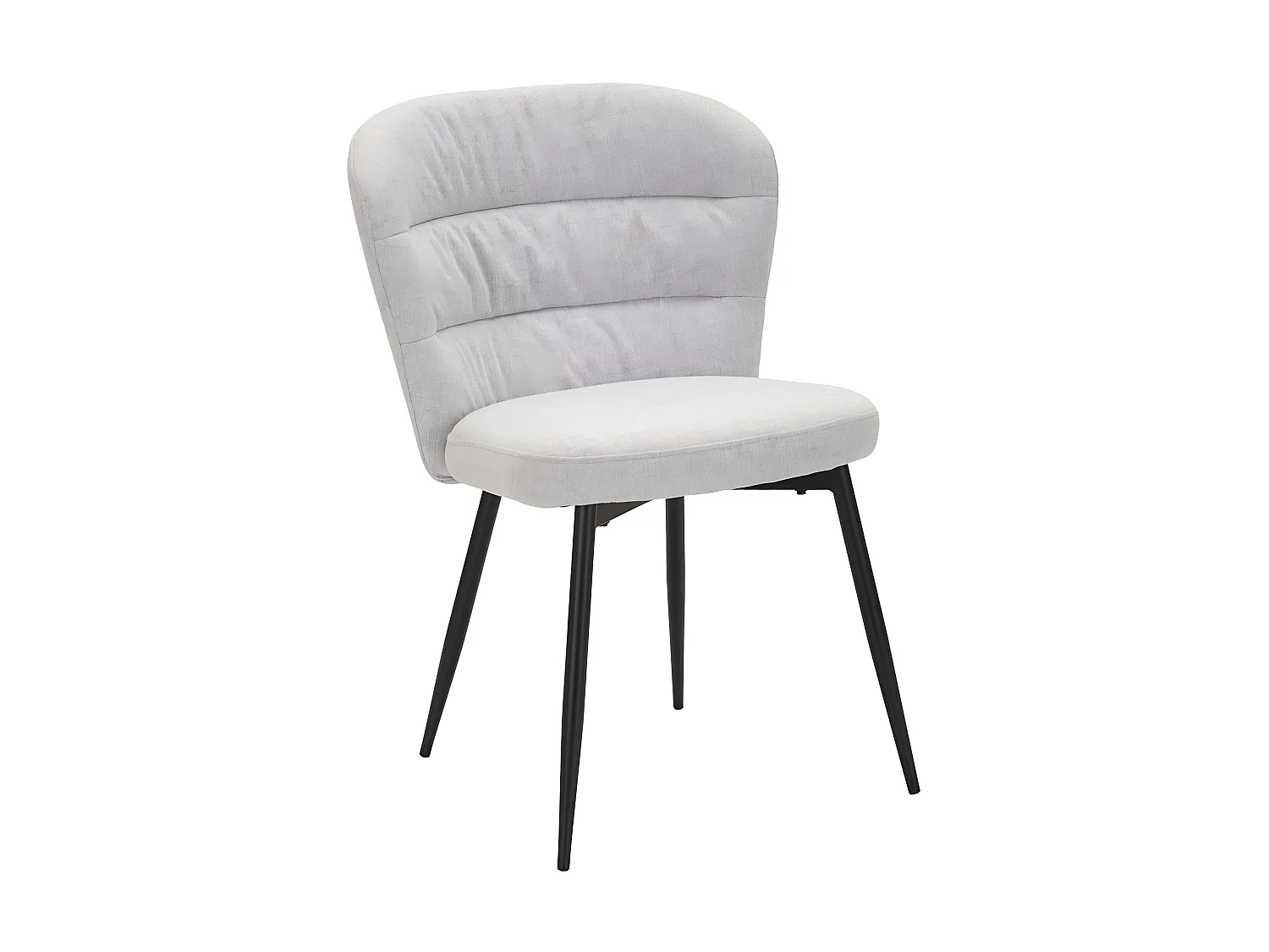 Set mit 2 grauen LOSANNA-Stühlen (58 x 60,5 x 85 cm) – Polsterstühle mit schwarzen Metallbeinen – Glamouröses 70er-Jahre-Design