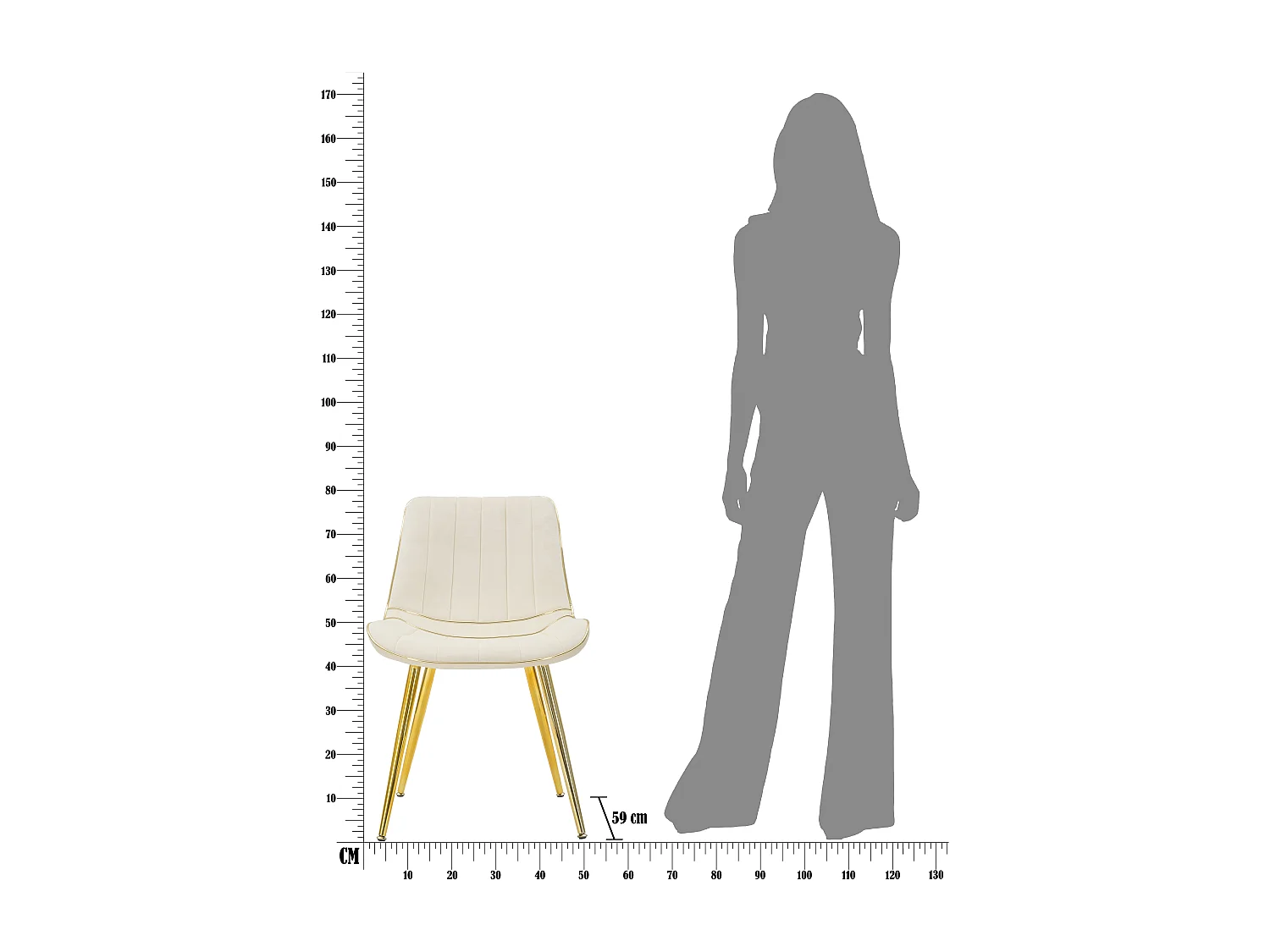 CONJUNTO CADEIRA PARIS CREME/OURO 2 PCS CM 51X59X79