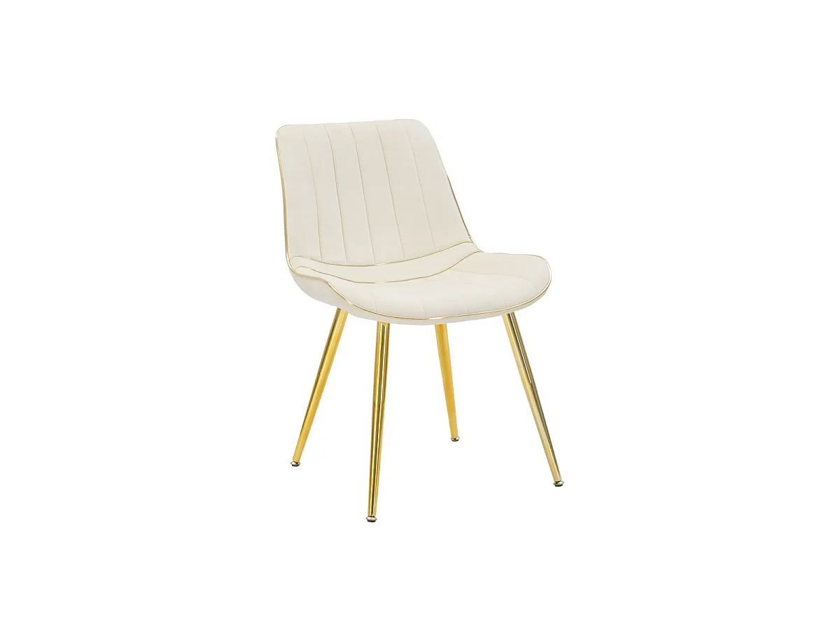 Lot de 2 Chaises en Tissu "Paris" 79cm Crème & Or