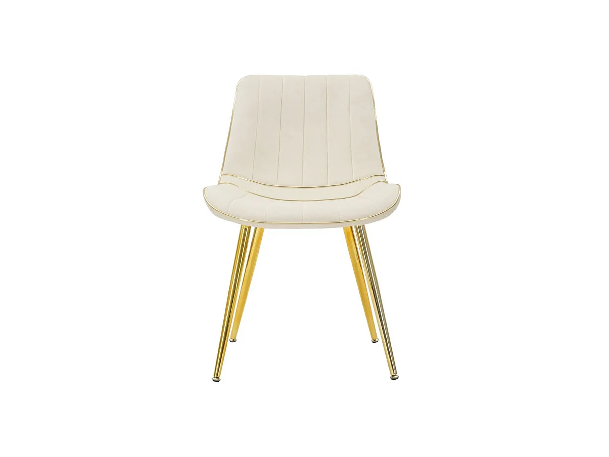 Lot de 2 Chaises en Tissu "Paris" 79cm Crème & Or