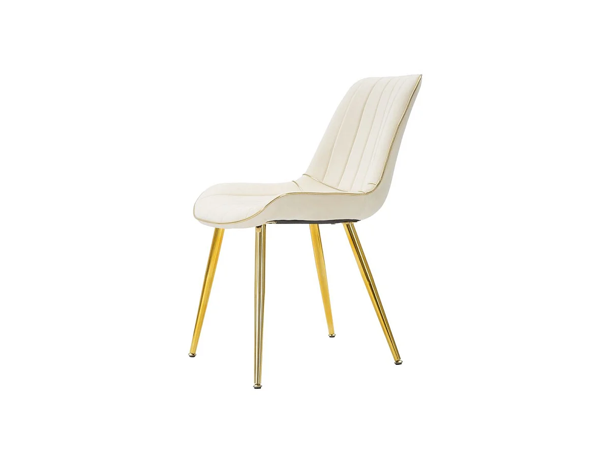 Lot de 2 Chaises en Tissu "Paris" 79cm Crème & Or