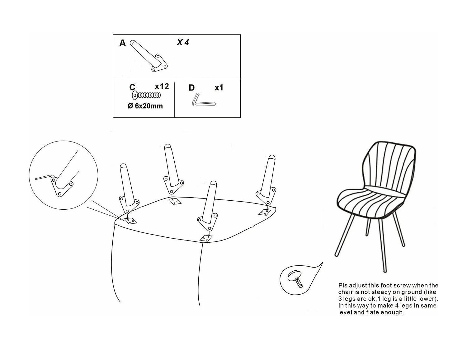 Silla Paris Space Ottanio/Oro Juego de 2 piezas 46 x 58 x 77 cm